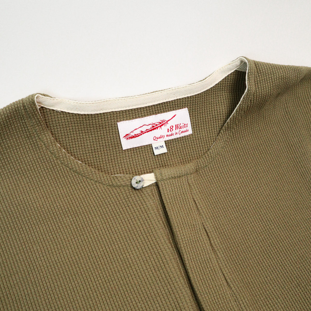Hitchhiker Henley Organic Khaki Micro Waffle