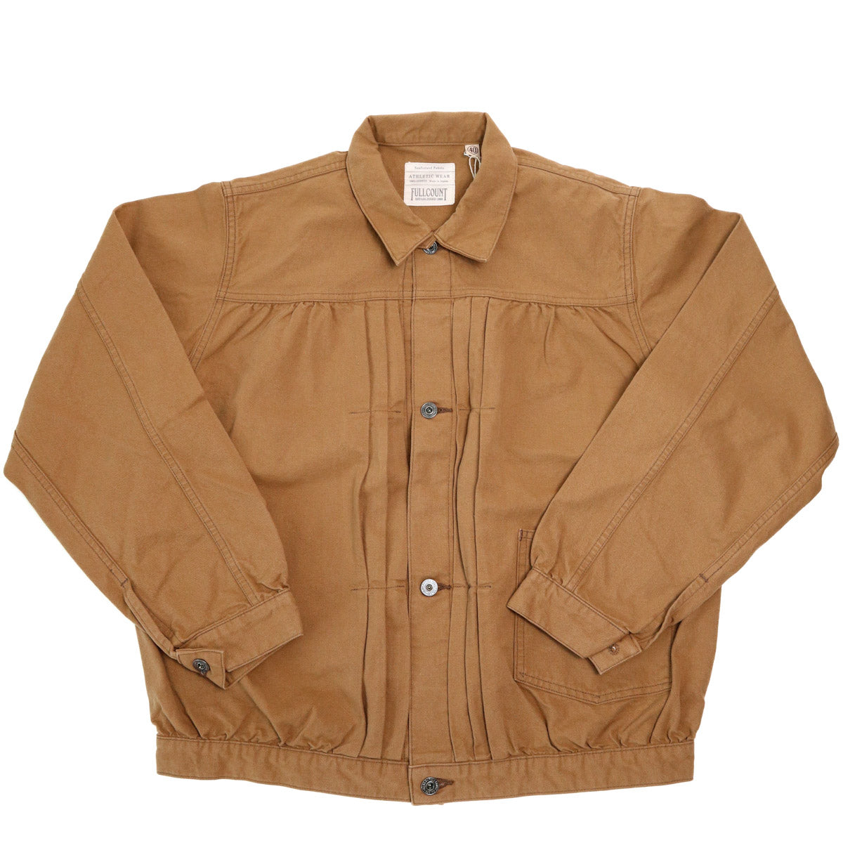 2028-2 Selvedge Canvas Triple Pleated Blouson Jacket Brown