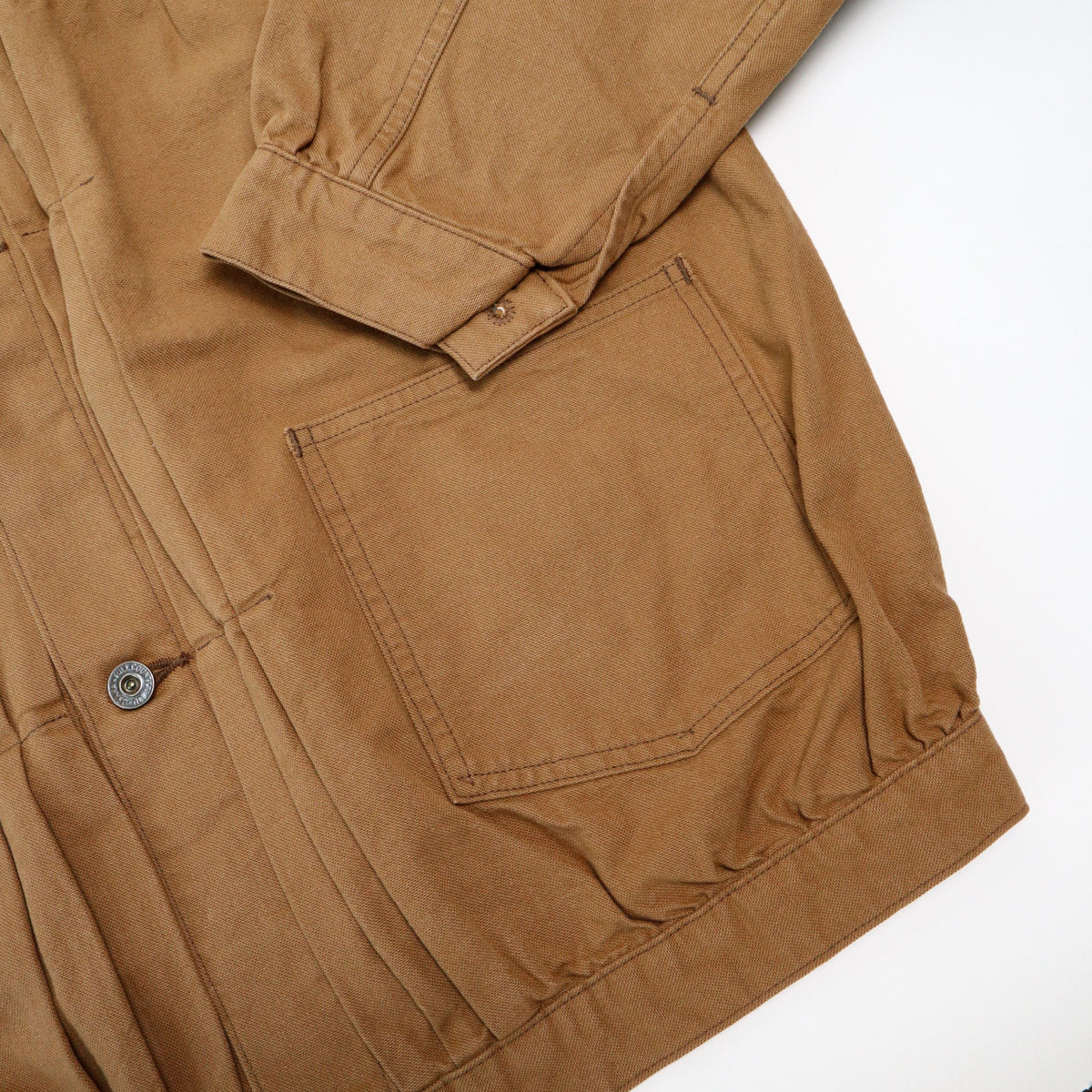 2028-2 Selvedge Canvas Triple Pleated Blouson Jacket Brown