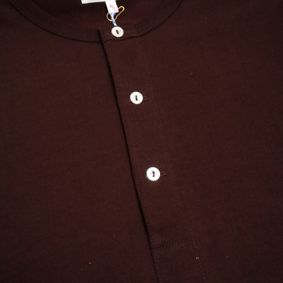 The Originals 206 Loopwheeled Longsleeve Henley Classic Fit Coffee