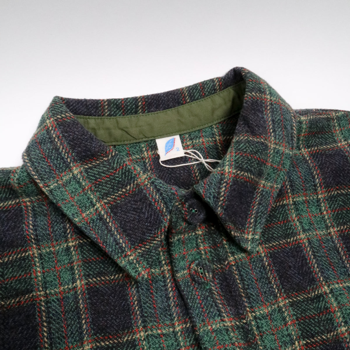 Cotton Tweed Check Double Pocket Shirt Green