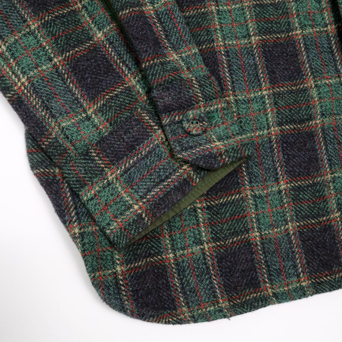 Cotton Tweed Check Double Pocket Shirt Green