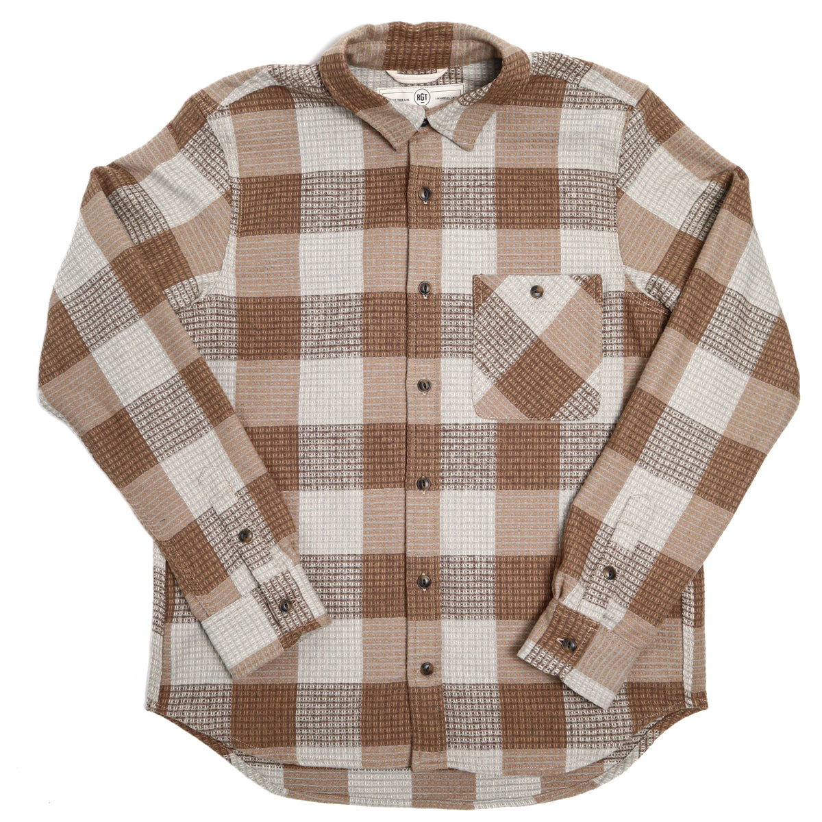 Oxford Shirt Tan Waffle Plaid