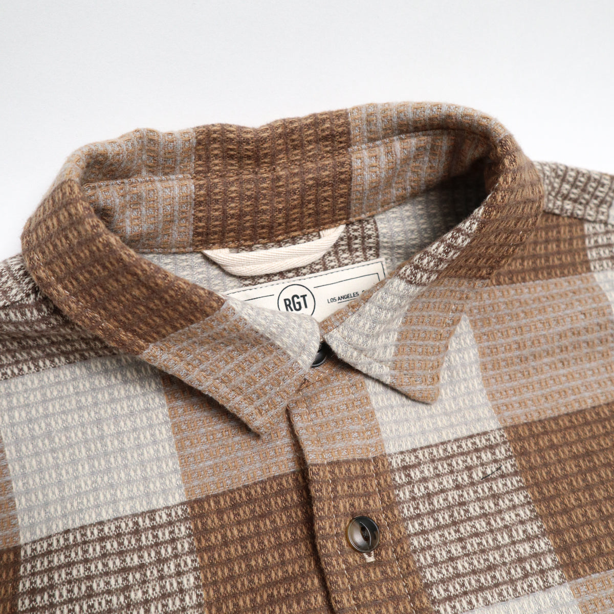 Oxford Shirt Tan Waffle Plaid