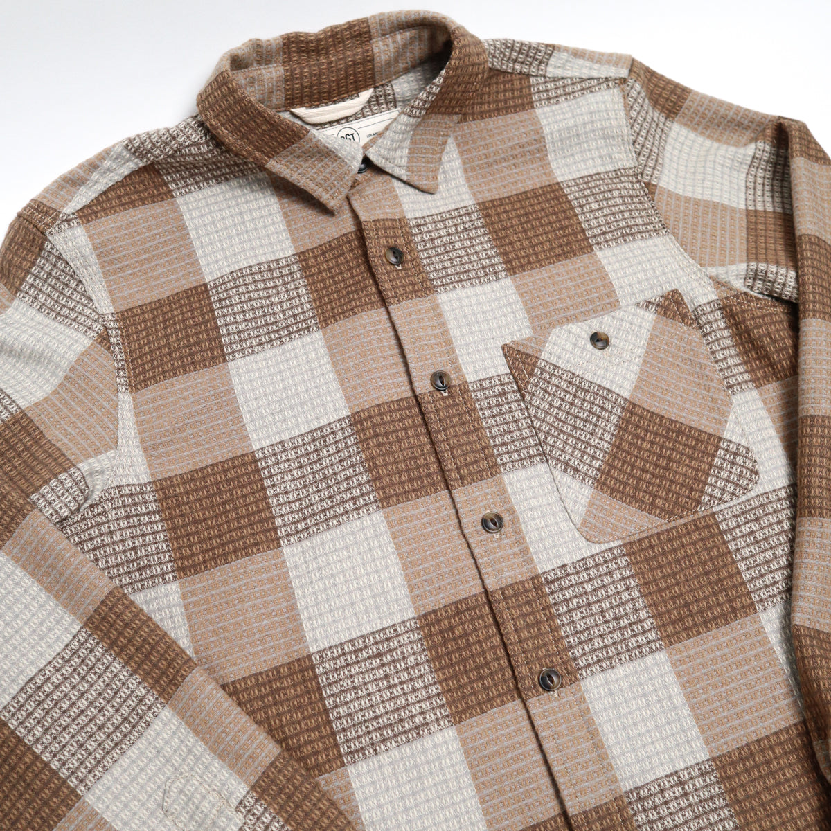 Oxford Shirt Tan Waffle Plaid