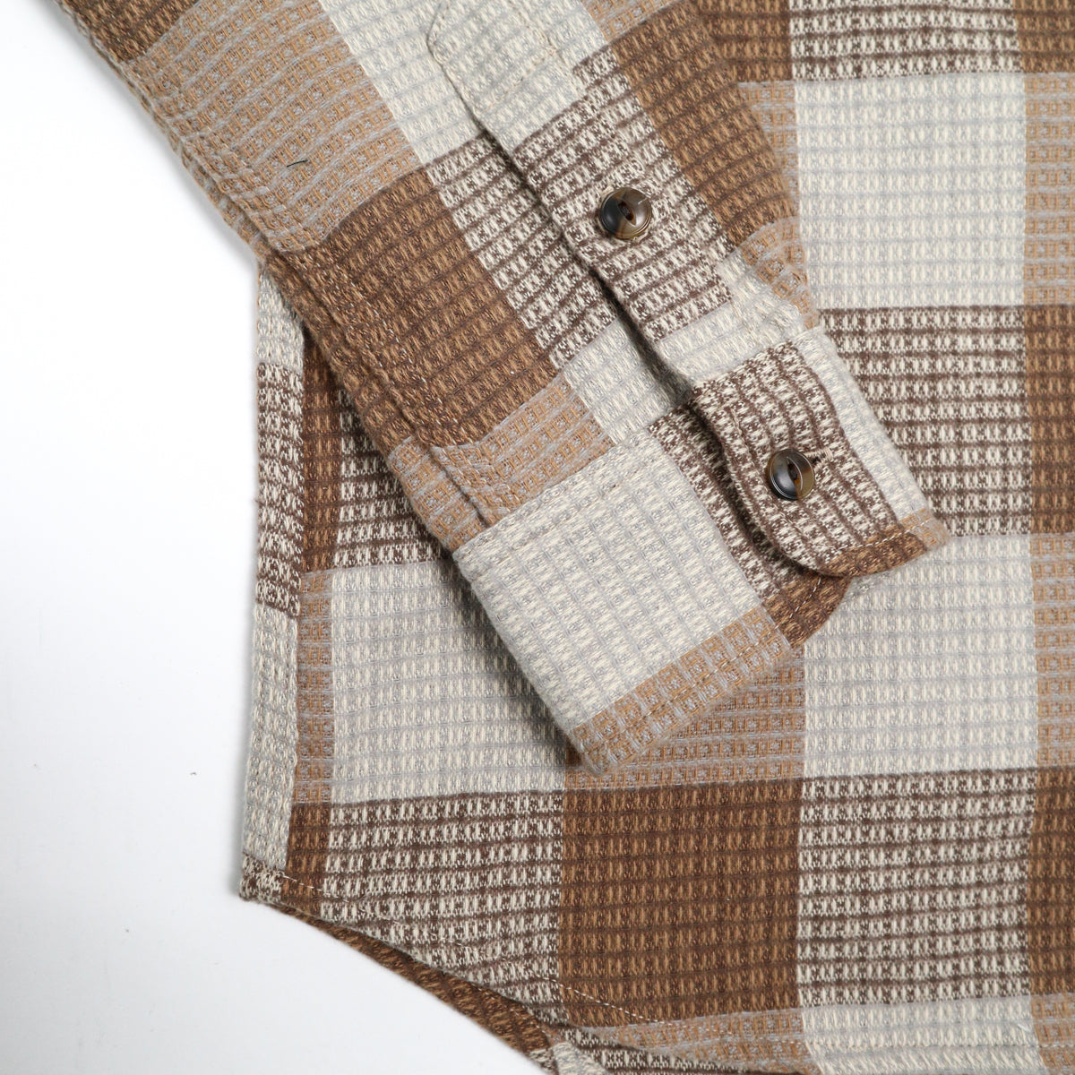 Oxford Shirt Tan Waffle Plaid