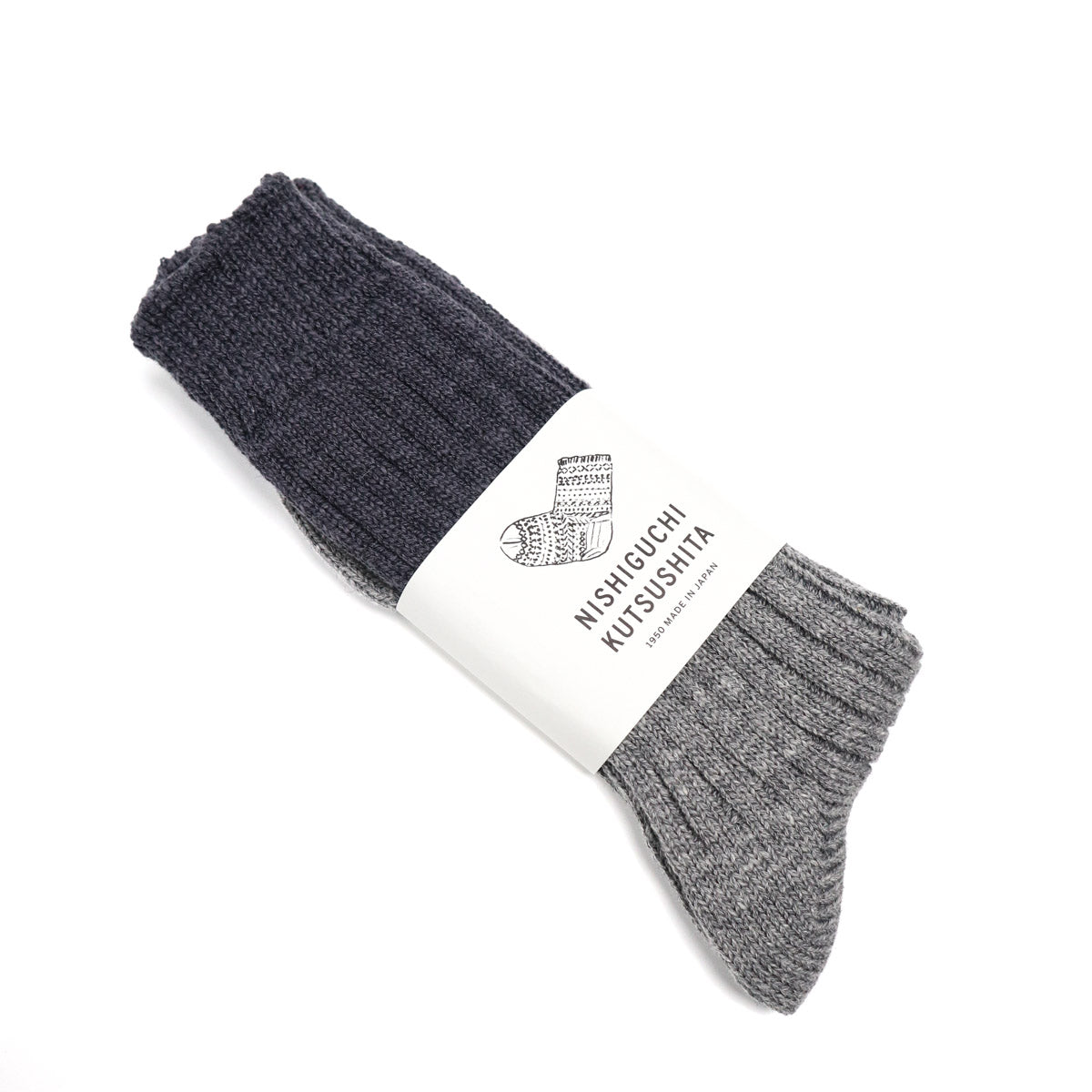 Boston Wool Cotton Slab Socks Charcoal