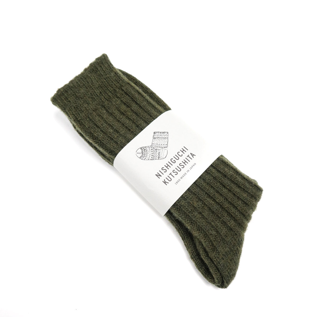 Praha Wool Ribbed Socks Khaki