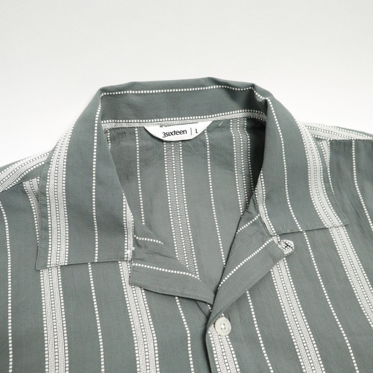 Cabana Shirt Sage Ticking Stripe