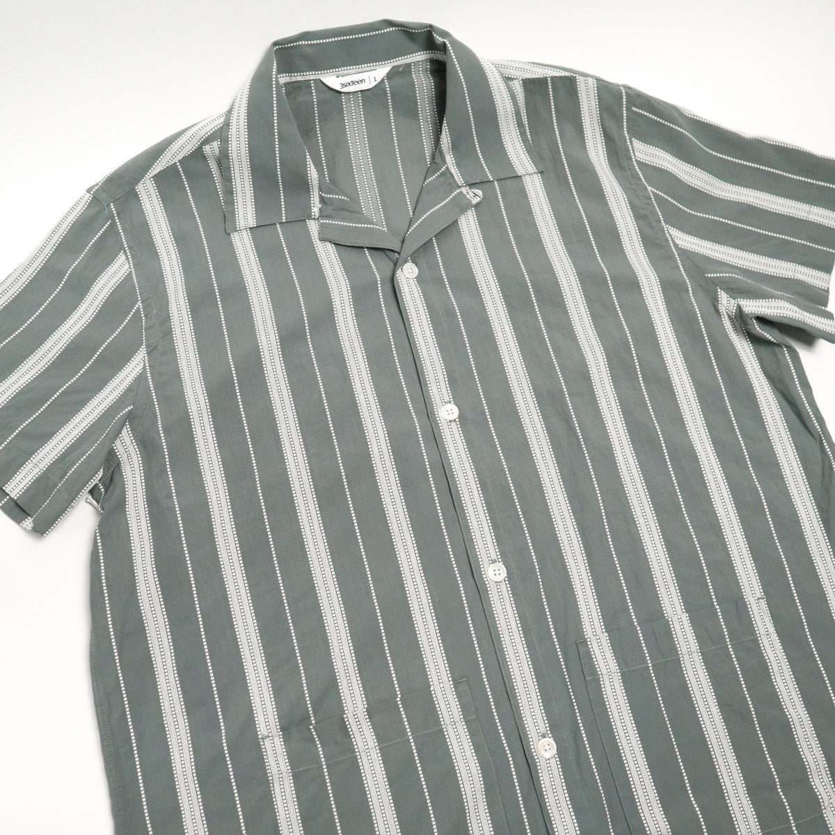 Cabana Shirt Sage Ticking Stripe