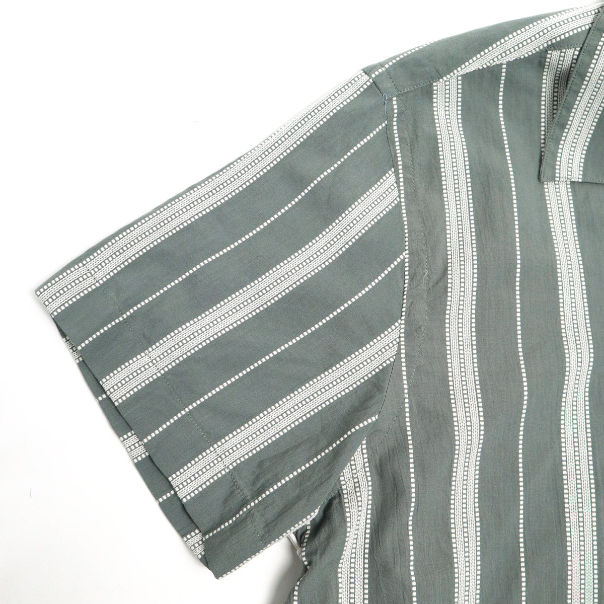 Cabana Shirt Sage Ticking Stripe