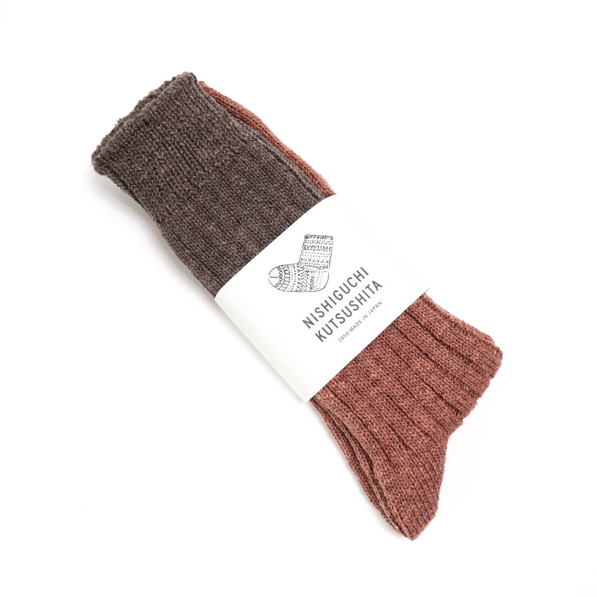 Boston Wool Cotton Slab Socks Brown