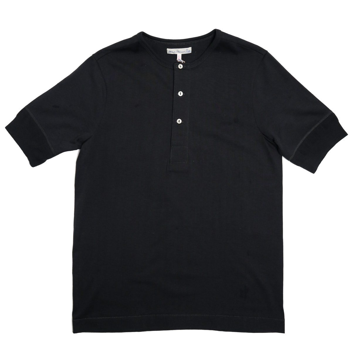 The Originals 207 Loopwheeled Short Sleeve Henley Classic Fit Charcoal