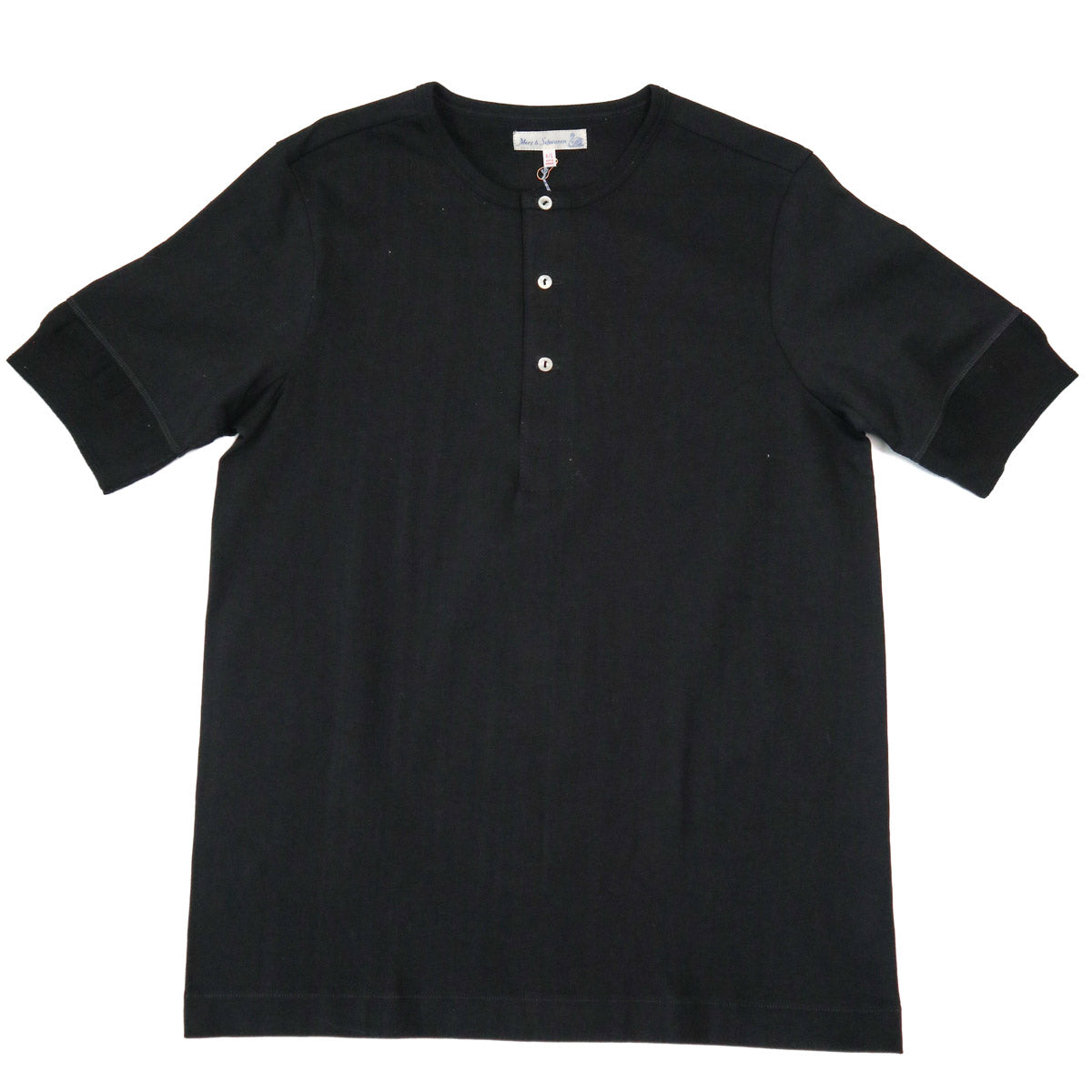 The Originals 207 Loopwheeled Short Sleeve Henley Classic Fit Black