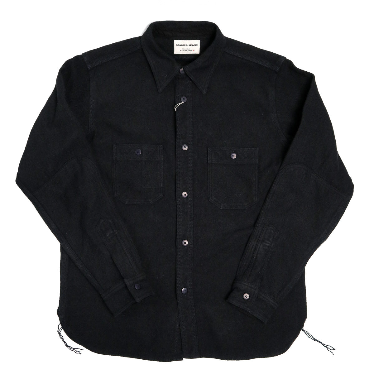 SSN24-01W Overdyed Sashiko Flannel Work Shirt Black