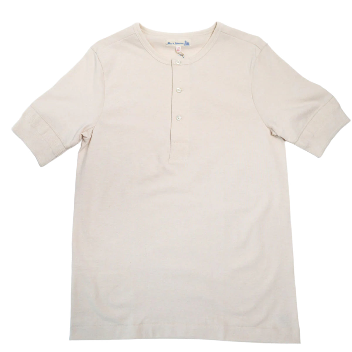 The Originals 207 Loopwheeled Short Sleeve Henley Classic Fit Nature