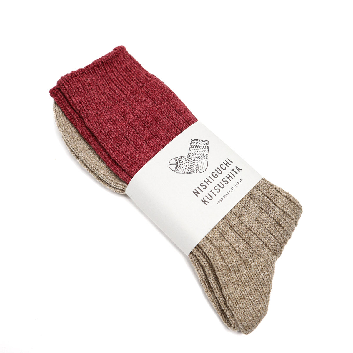 Boston Wool Cotton Slab Socks Red