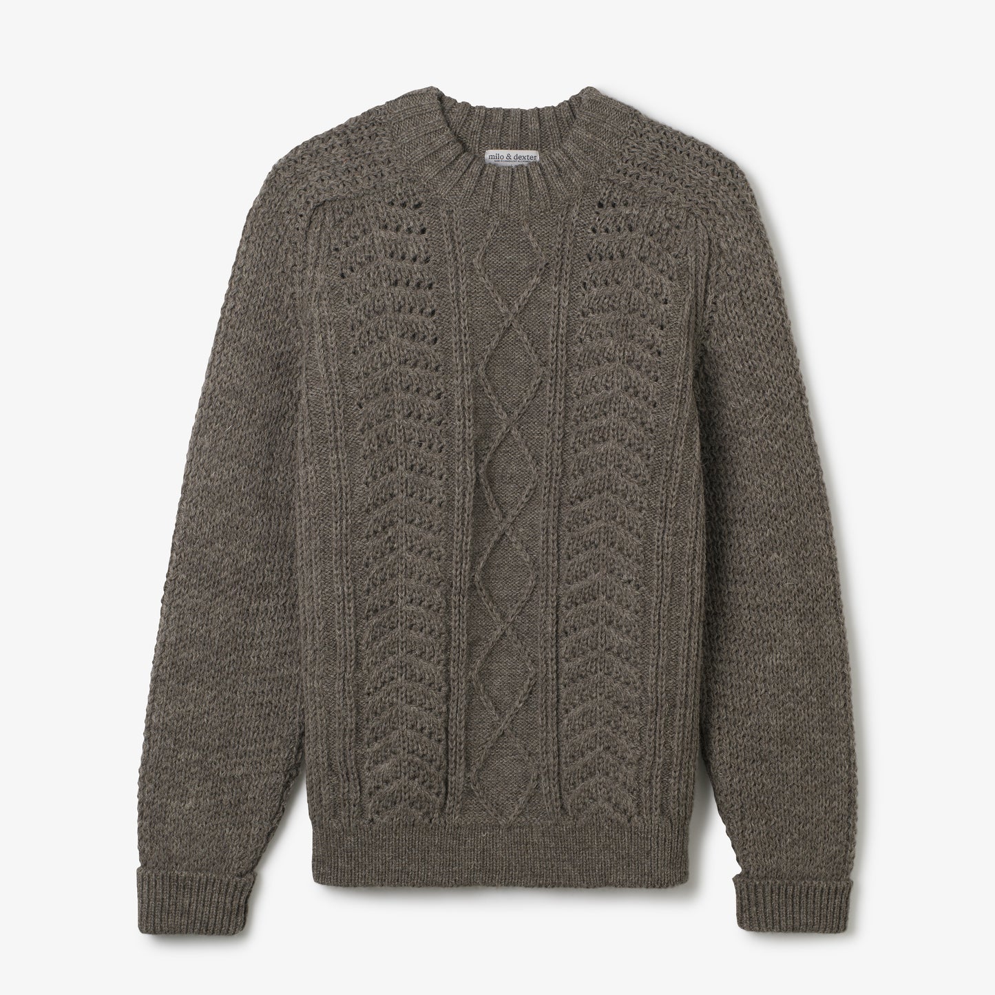 Hand Knit Wool Classic Sweater Fisherman Grey