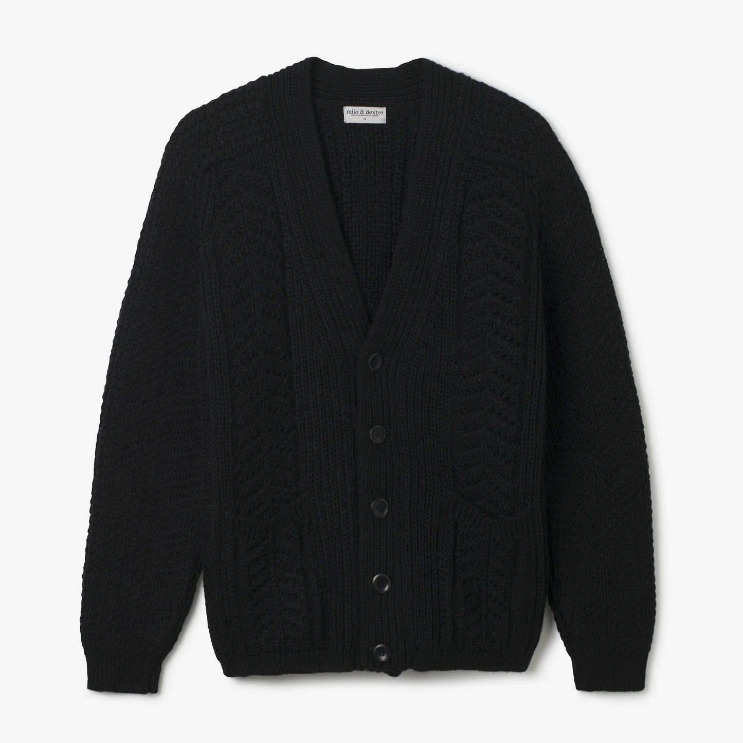Hand Knit Wool Cardigan Black