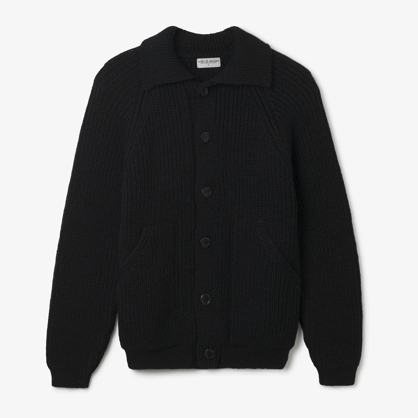 Hand Knit Wool Simple Cardigan Black