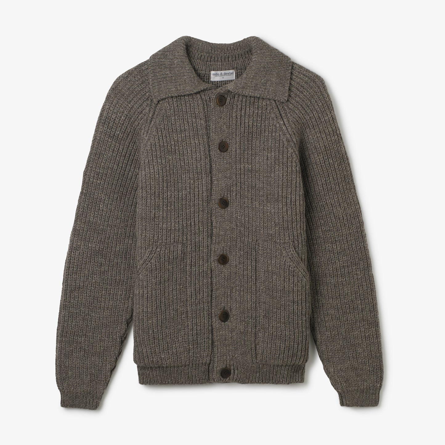 Hand Knit Wool Simple Cardigan Fisherman Grey