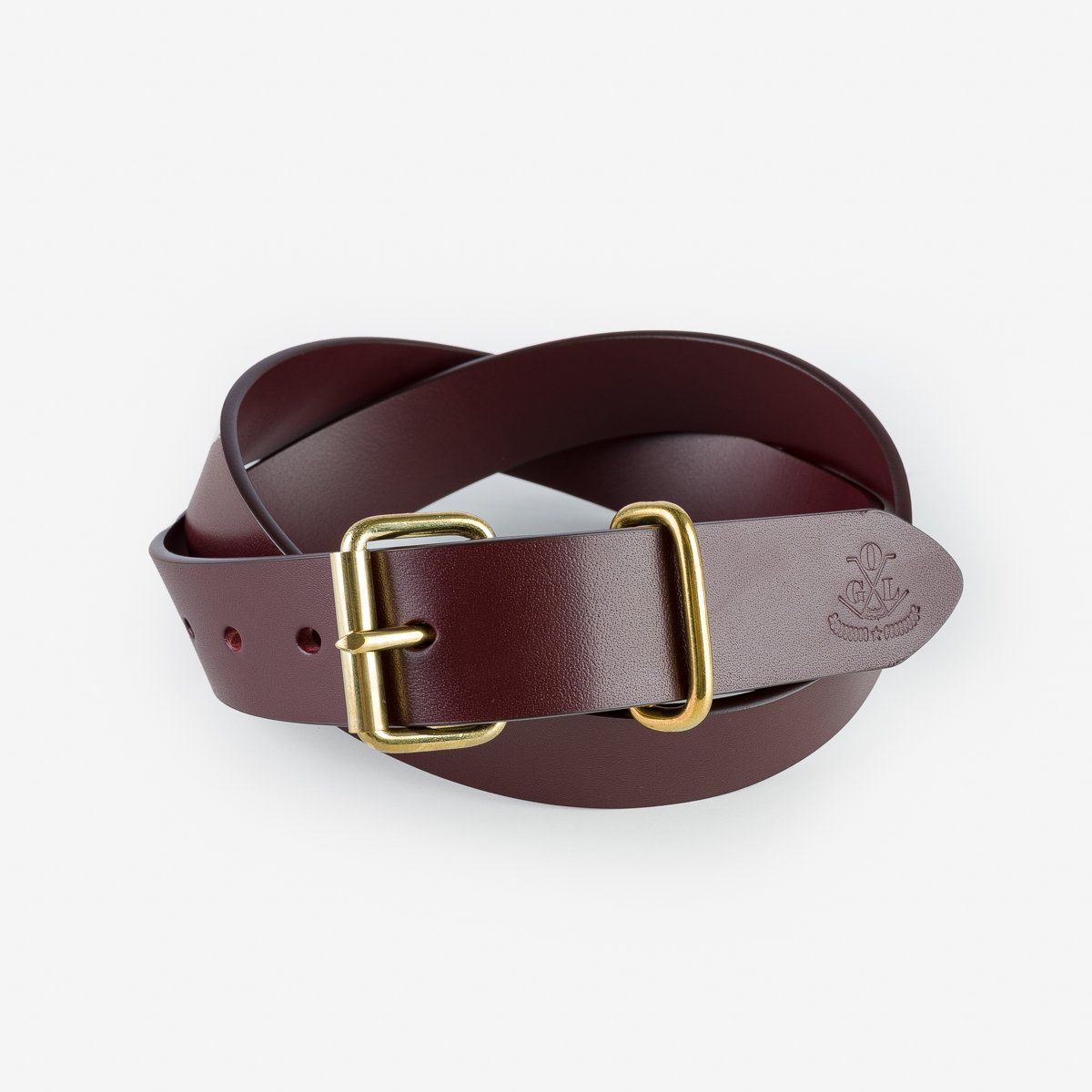 OGL Single Prong Brass Buckle Leather Belt Hand Dyed Brown