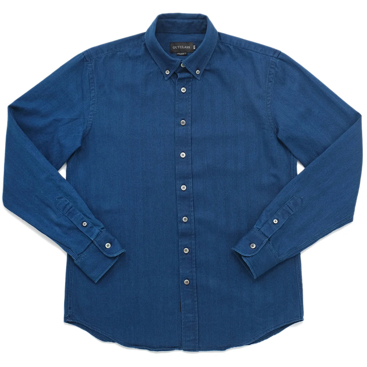 Indigo Herringbone Washed Long Sleeve Classic Shirt