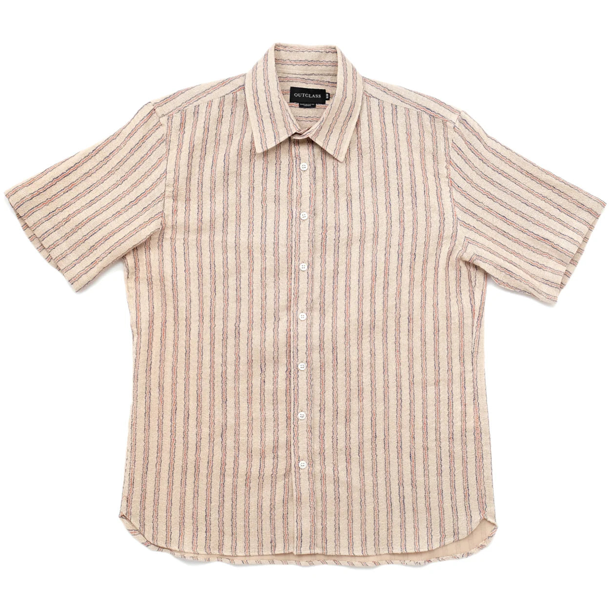 Linen Gauze Wiggly Stripe Short Sleeve Easy Shirt