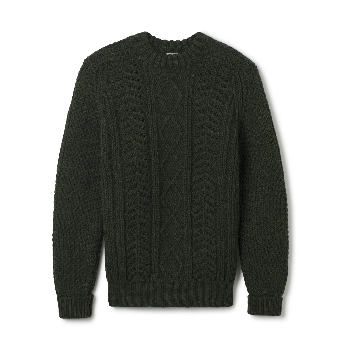 Hand Knit Wool Classic Sweater Forest Green