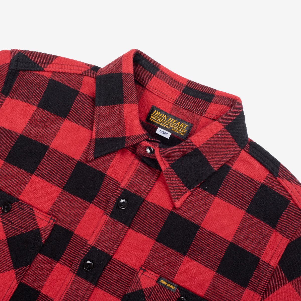 IHSH-244-RED Ultra Heavy Flannel Buffalo Check Work Shirt Red/Black