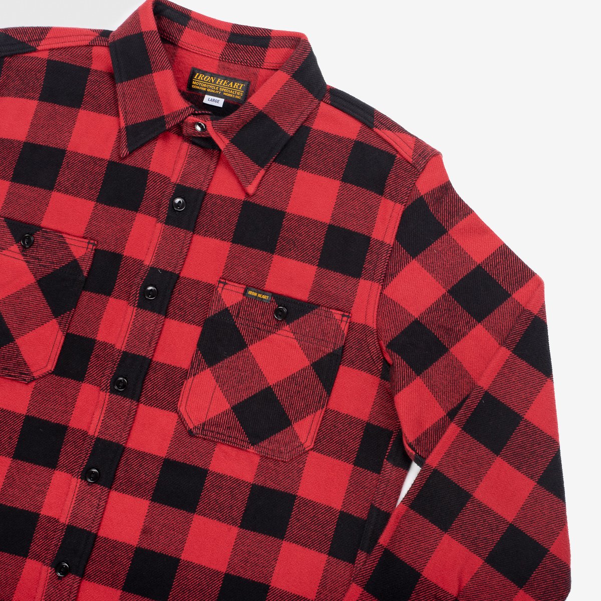 IHSH-244-RED Ultra Heavy Flannel Buffalo Check Work Shirt Red/Black