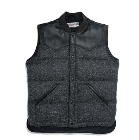 Black Marl Wool Down Vest Black