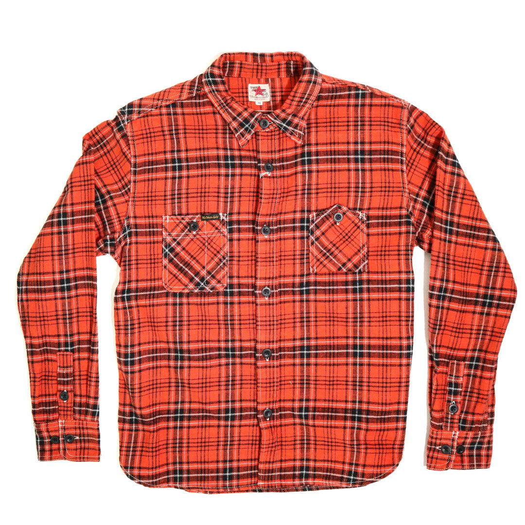 SGS2202 Brushed Flannel Check Nel Work Shirt Orange