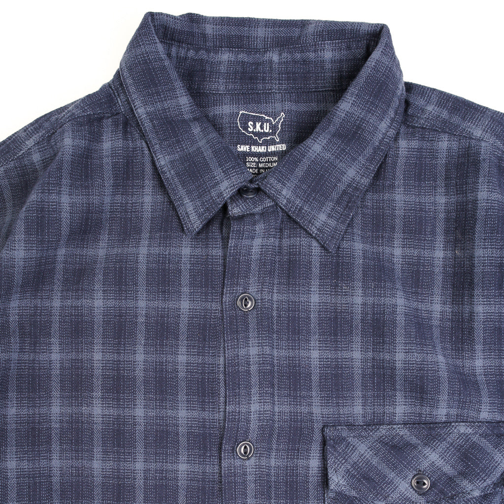 Plaid Flannel Work Shirt Blue