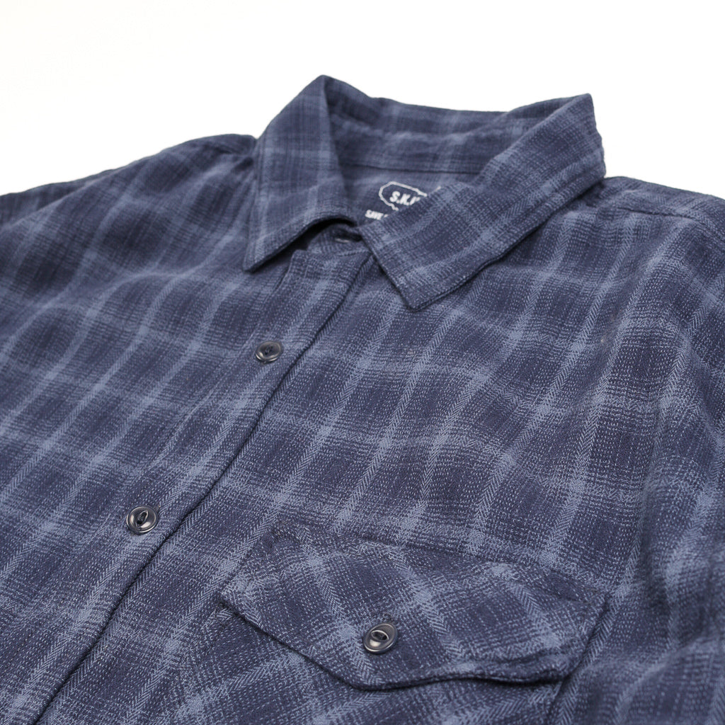 Plaid Flannel Work Shirt Blue