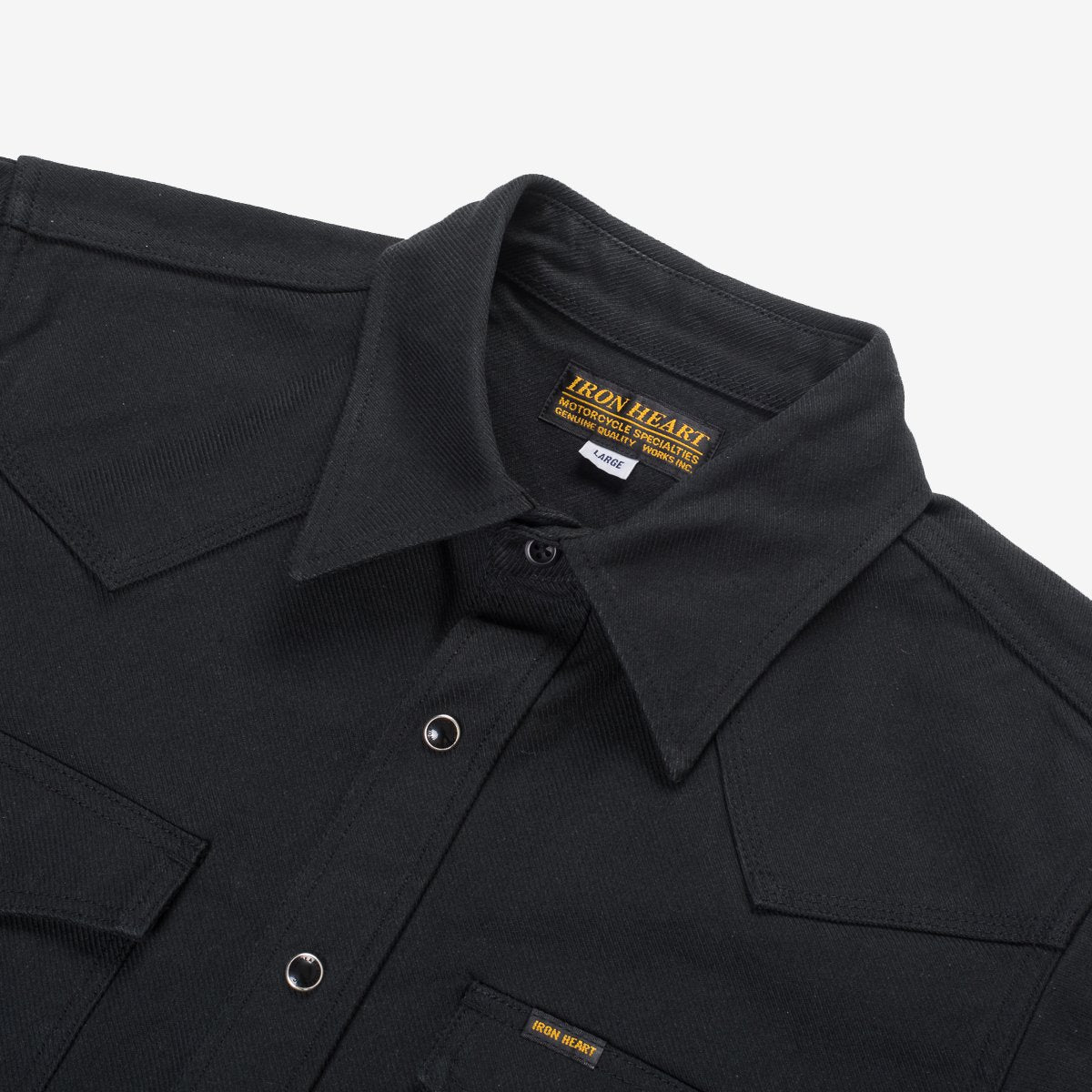 IHSH-235-BLK Military Serge Western Shirt Black