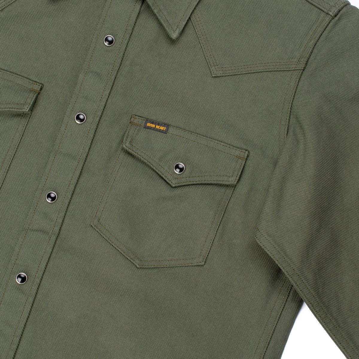IHSH-235-OLV Military Serge Western Shirt Olive Drab Green