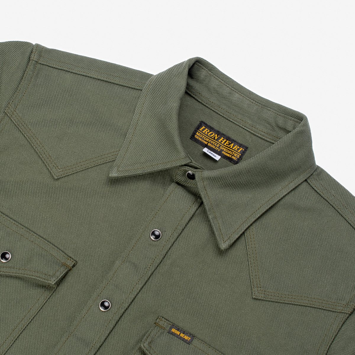IHSH-235-OLV Military Serge Western Shirt Olive Drab Green