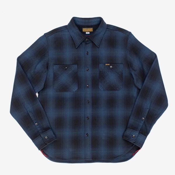 IHSH-265-NAV Ultra Heavy Flannel Ombre Check Work Shirt