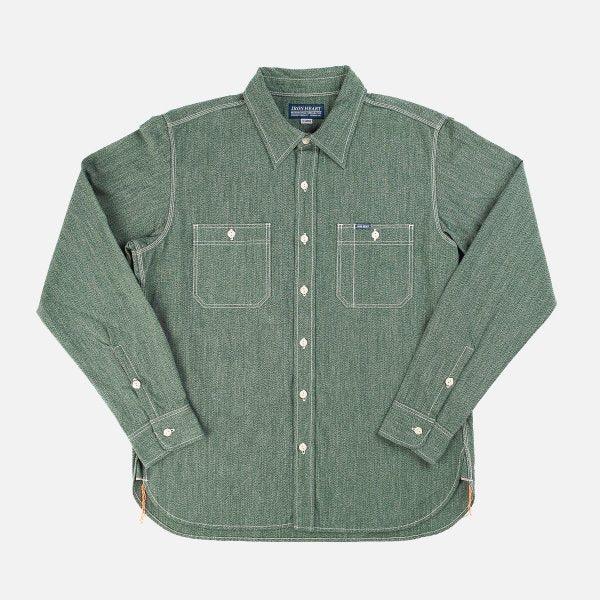 IHSH-290 Mock Twist Selvedge Work Shirt Green