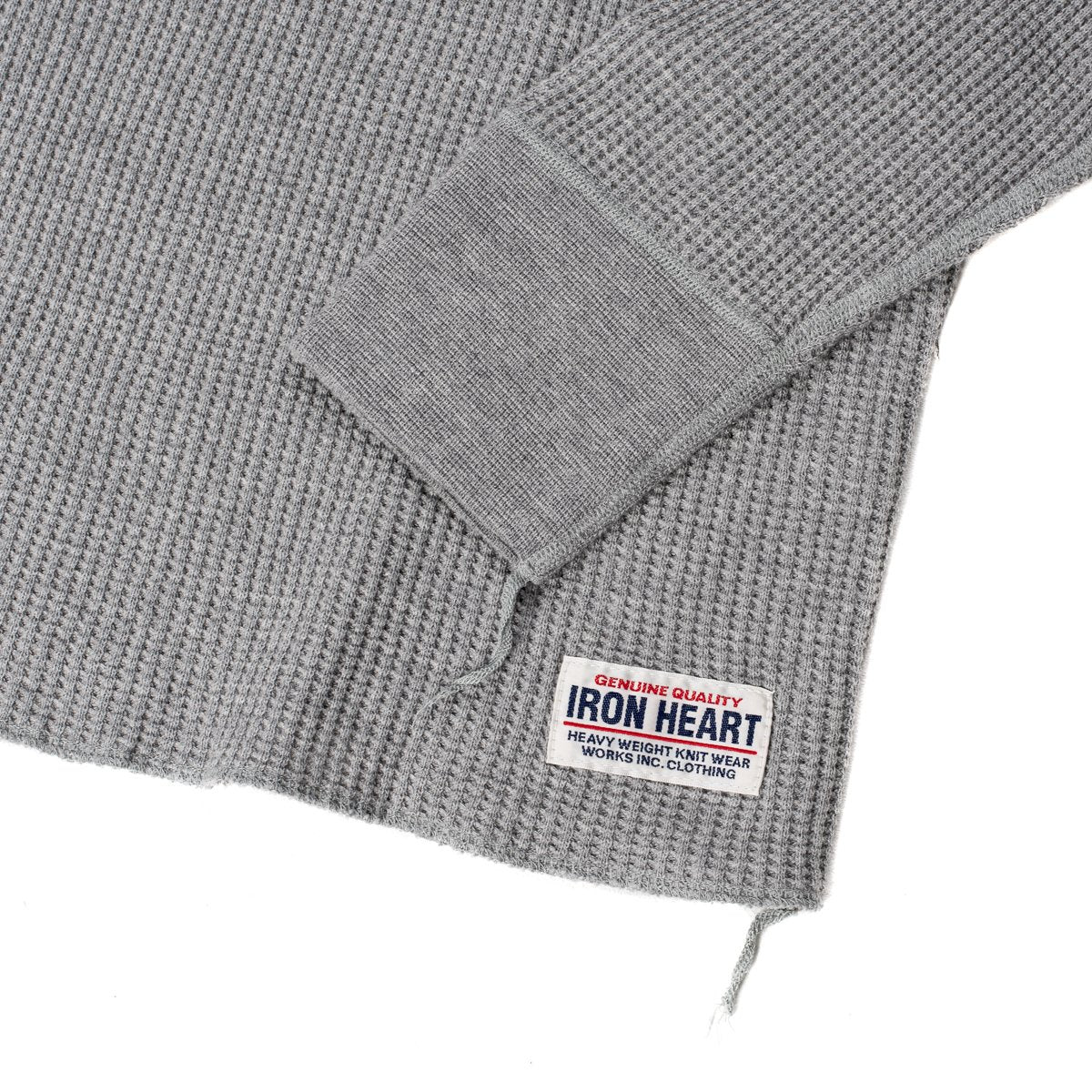 IHTL-1213-GRY Waffle Knit Long Sleeve Thermal Henley Grey