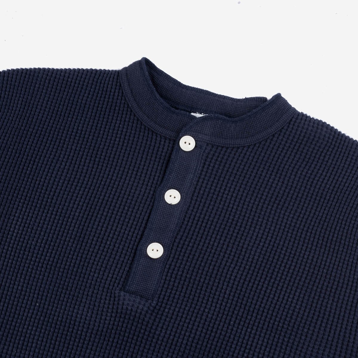 IHTL-1213-NAV Waffle Knit Long Sleeve Thermal Henley Navy