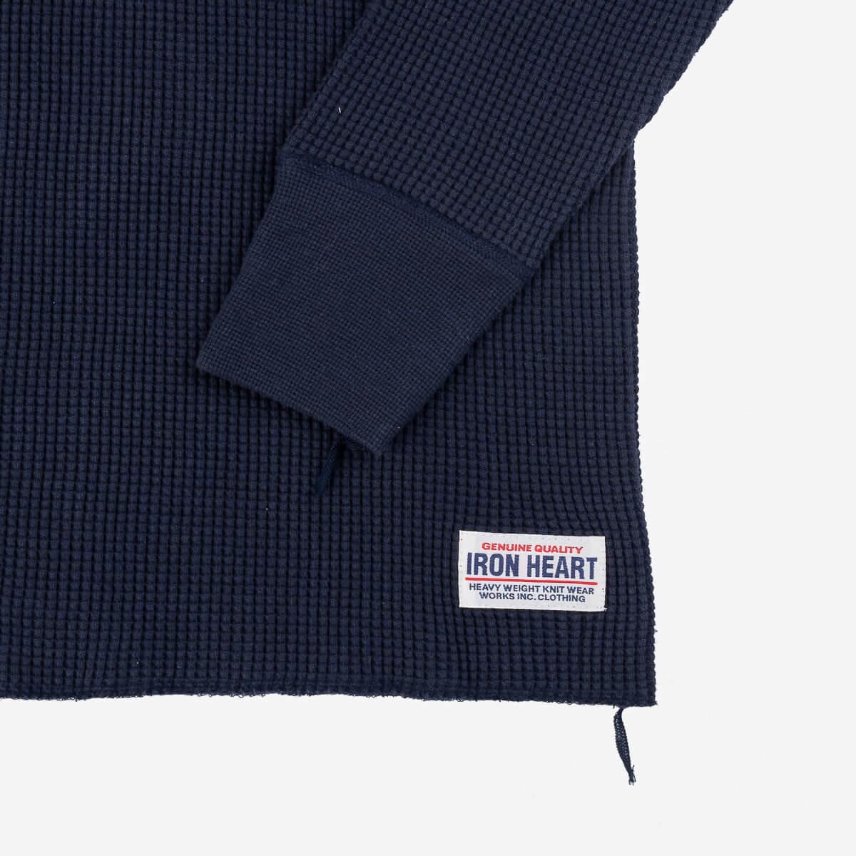 IHTL-1213-NAV Waffle Knit Long Sleeve Thermal Henley Navy