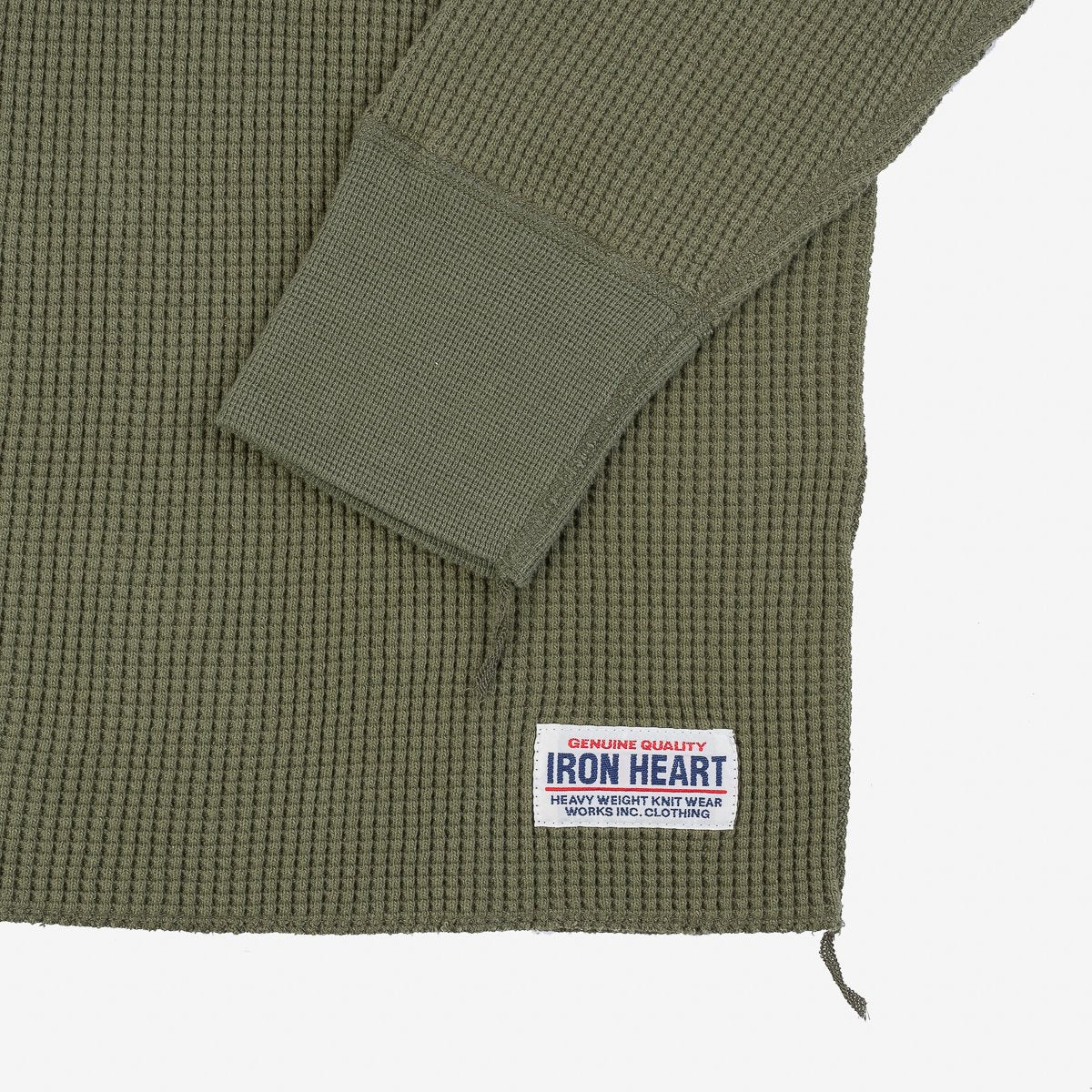 IHTL-1213-OLV Waffle Knit Long Sleeve Thermal Henley Olive