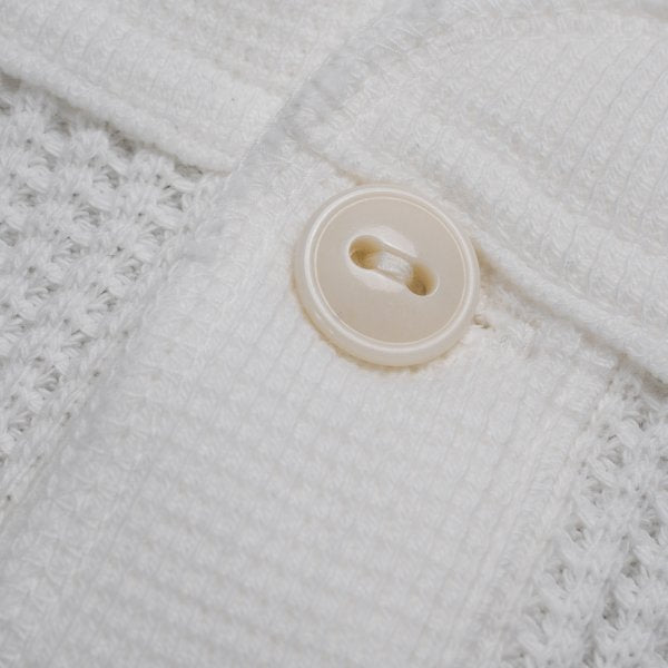 IHTL-1213-WHT Waffle Knit Long Sleeve Thermal Henley White