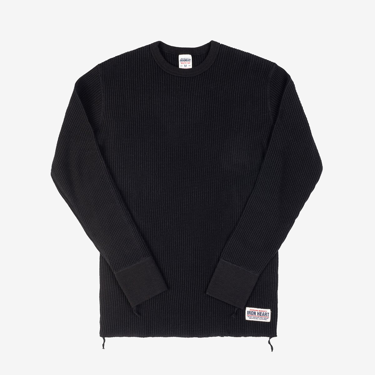 IHTL-1301-BLK Waffle Knit Long Sleeve Crew Neck Thermal Black