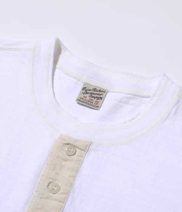 BR79192 Loopwheeled Slub Yarn S/S Henley White
