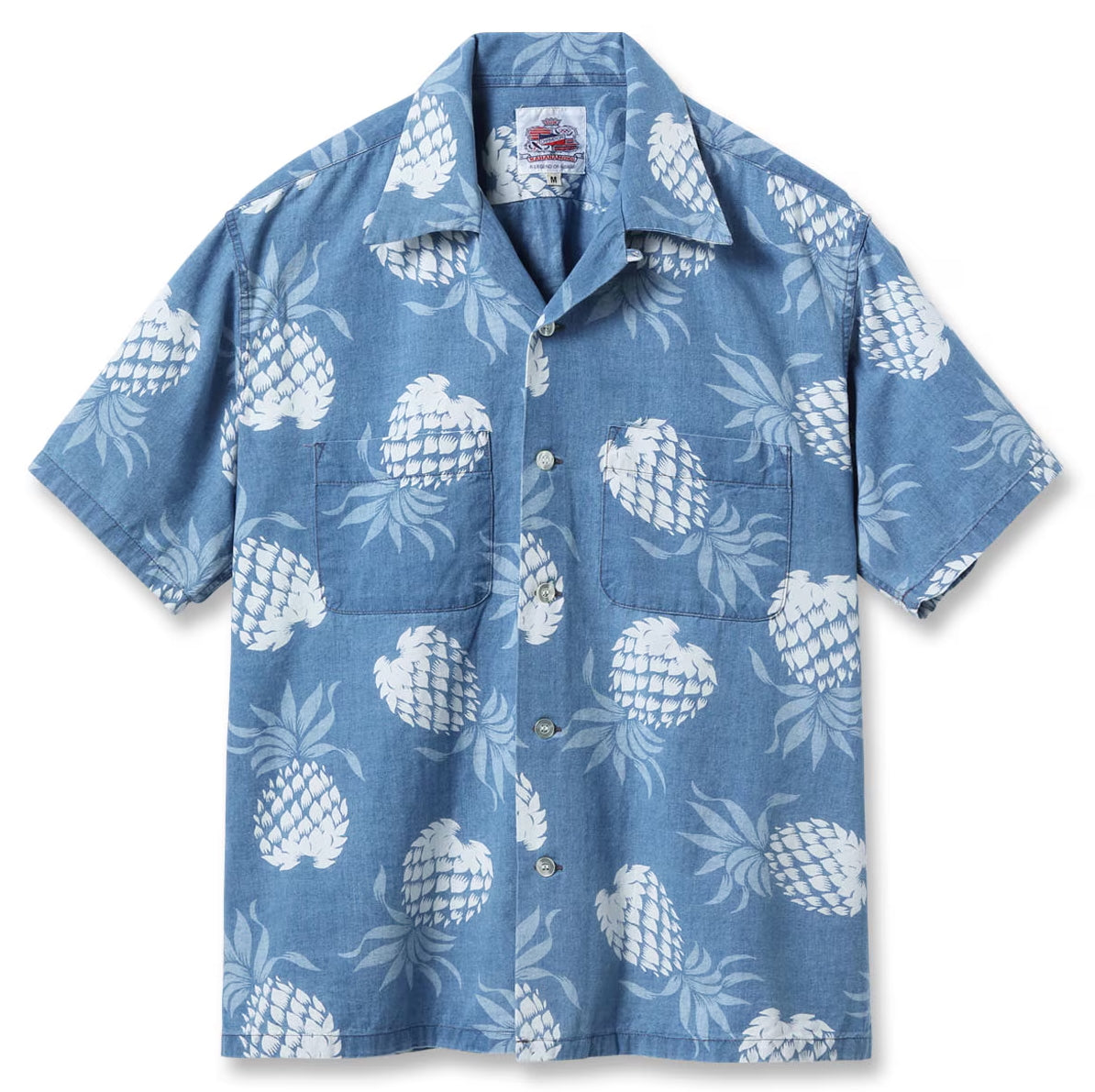 DK 39641 Duke Kahanamoku Indigo Cotton Hawaiian Shirt "Dukes Pineapple" Blue