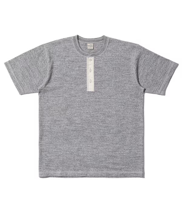 BR79192 Loopwheeled Slub Yarn S/S Henley Heather Gray