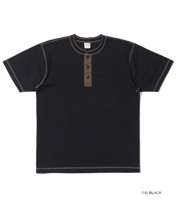 BR79192 Slub Yarn S/S Henley - Black